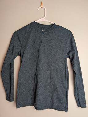 Montage Long Sleeve Henley Shirt Dark Gray Size 12